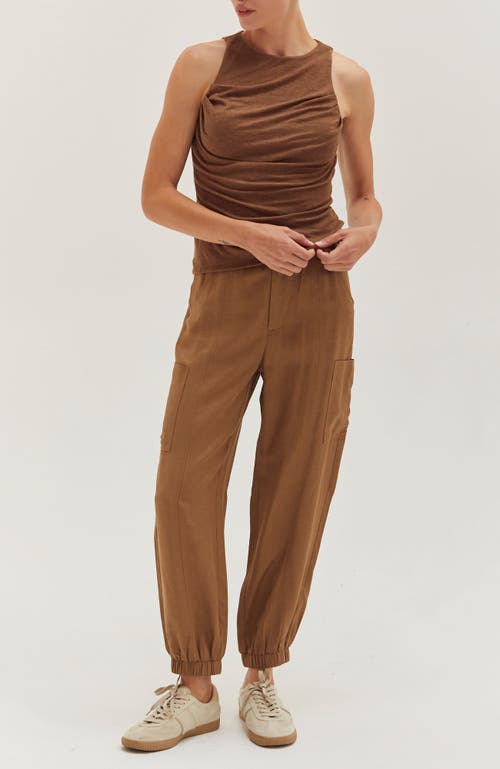Crescent Shirred Knit Tank Top In Brown