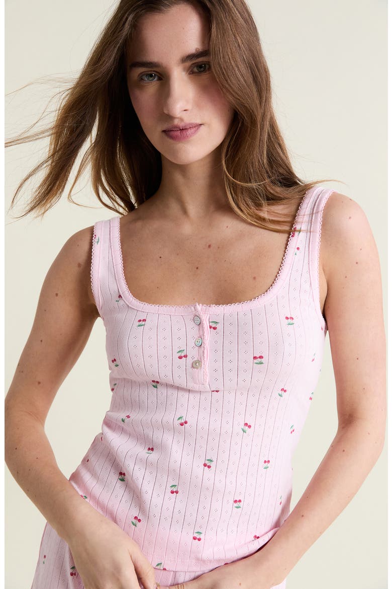 Katell Pointelle Cotton Pajama Tank, Alternate, color, IMP FOND ROSE