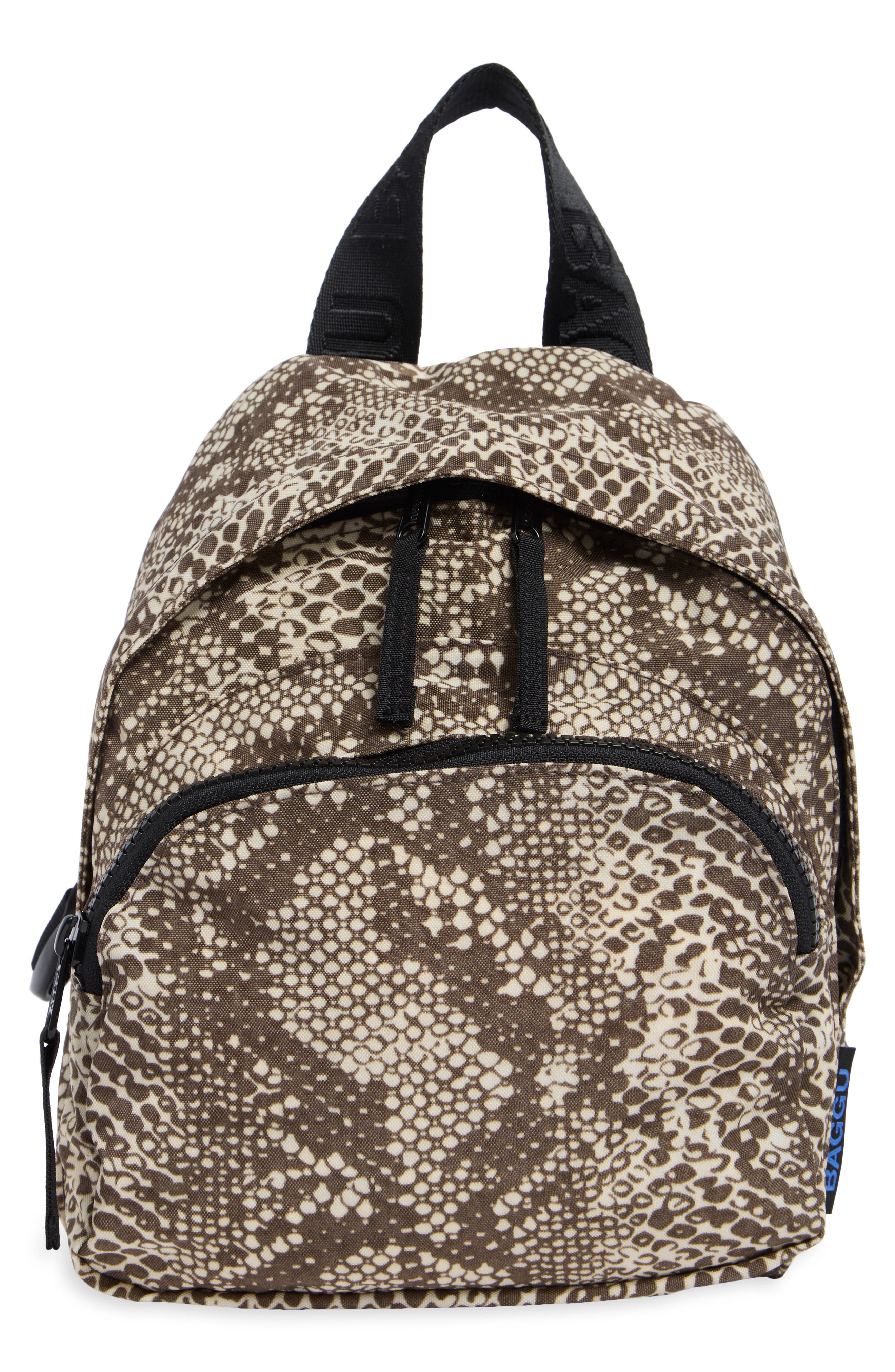 Mini Faux Snakeskin Nylon Backpack, Main, color, SNAKESKIN