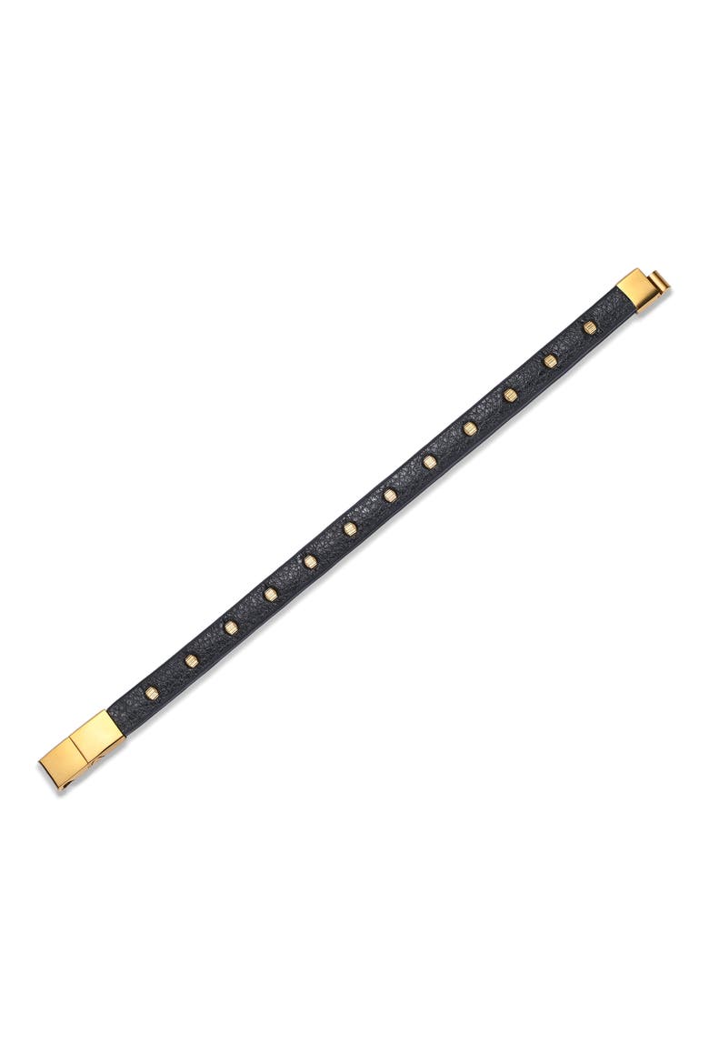 Men's Midnight Studded Leather Bracelet, Alternate, color, BLACK/GOLD