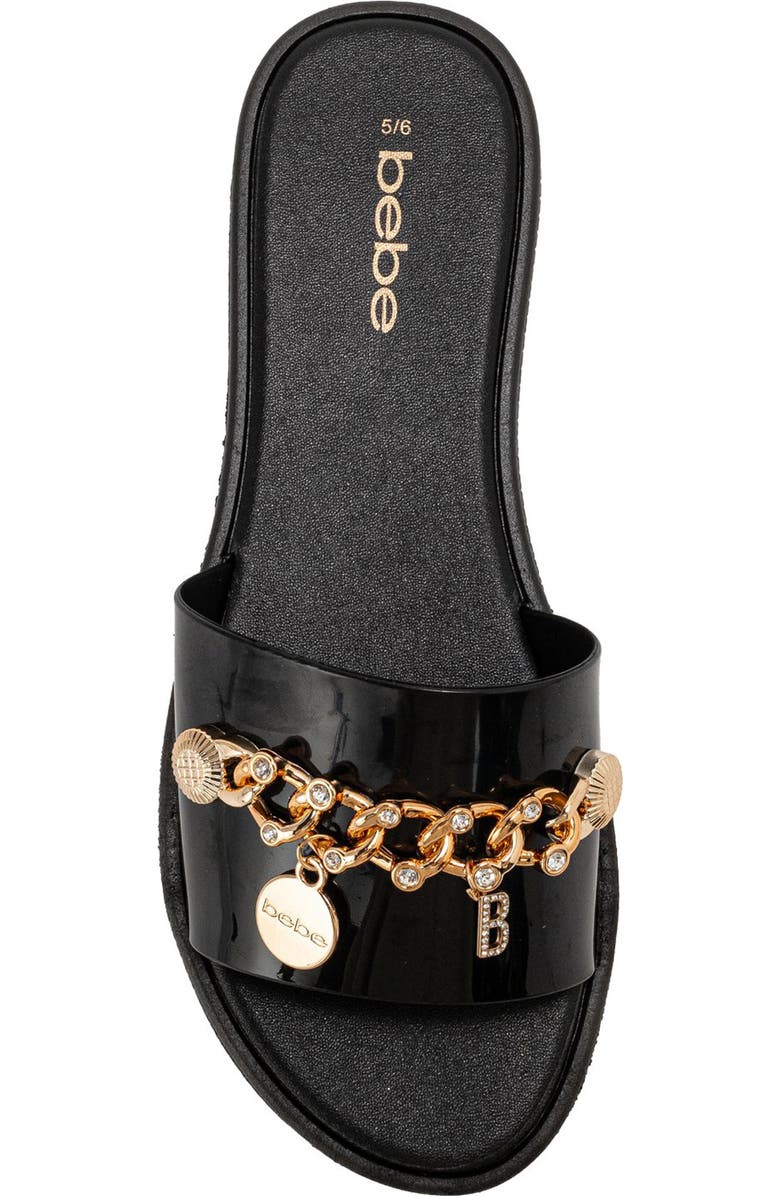 bebe Chain Charm Slide Sandal, Alternate, color, Black