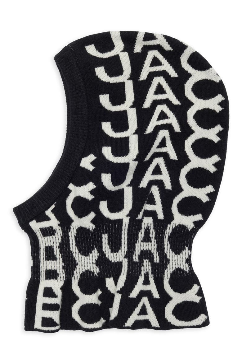Monogram Wool Blend Balaclava, Main, color, BLACK/ IVORY