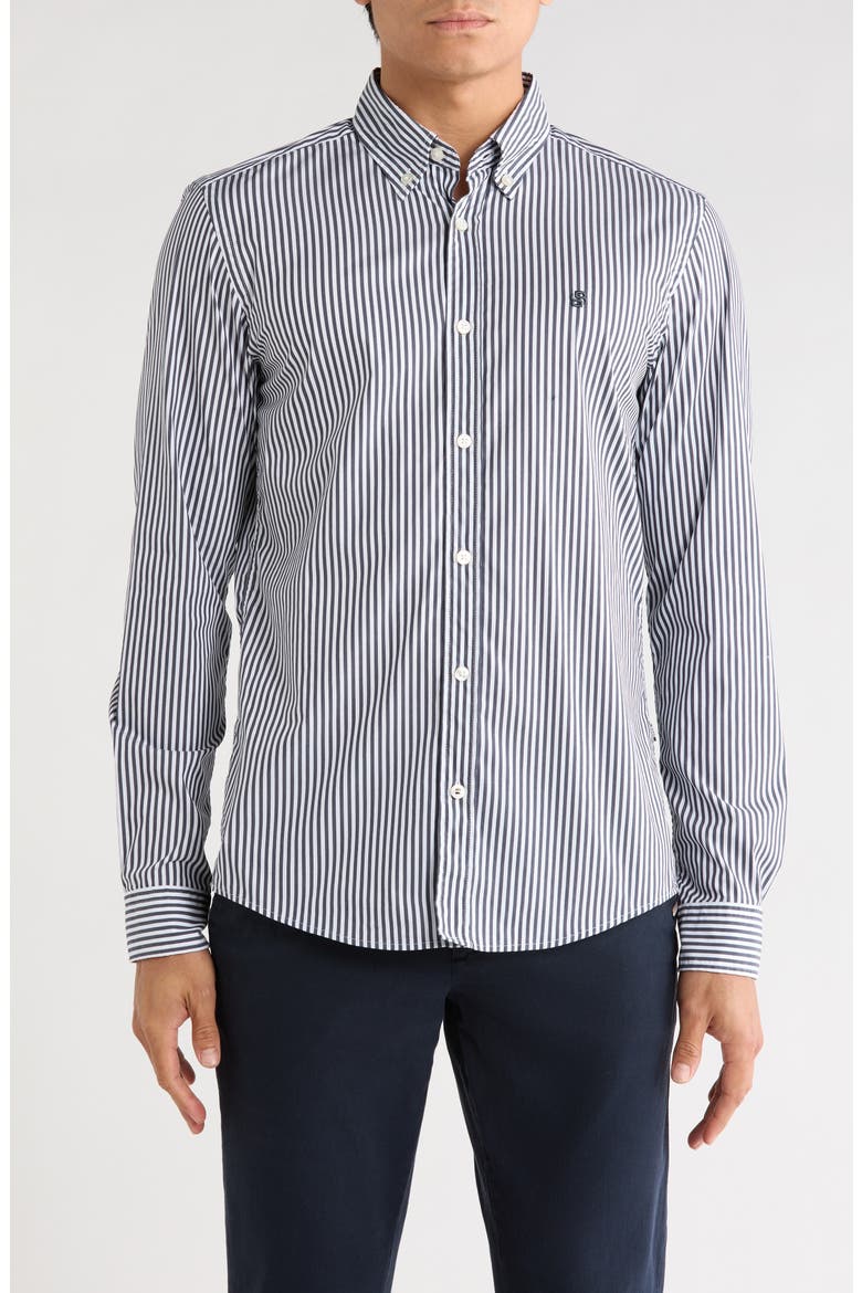 Roan Slim Fit Stretch Button-Up Shirt, Main, color, DARK BLUE