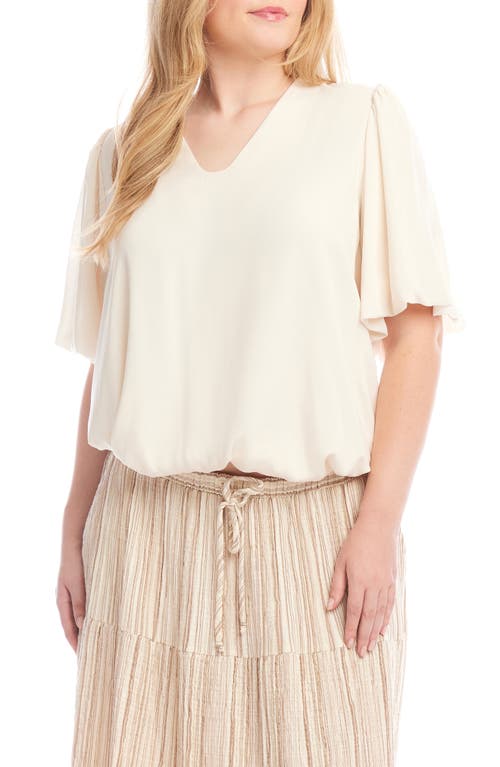 Karen Kane Puff Sleeve Crepe Top In Neutral