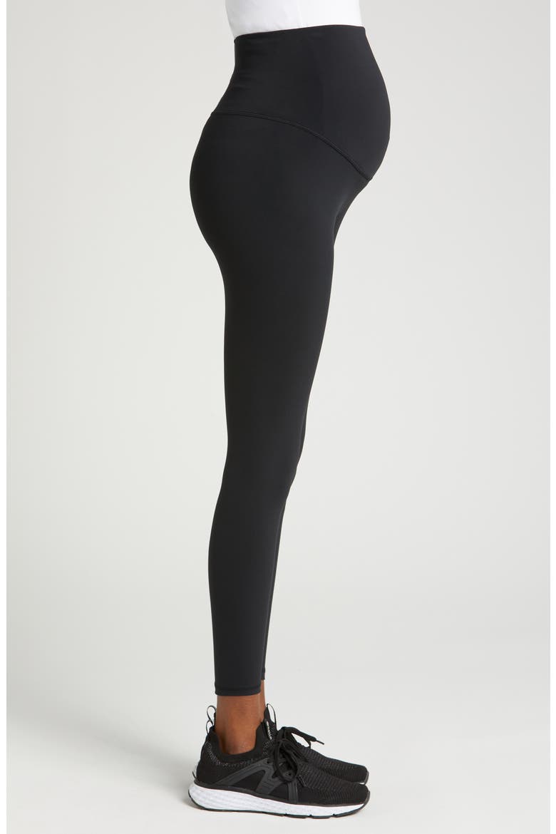 Women's Maternity Stretch Leggings with Bump-Friendly Phone Pocket, Alternate, color, BLACK