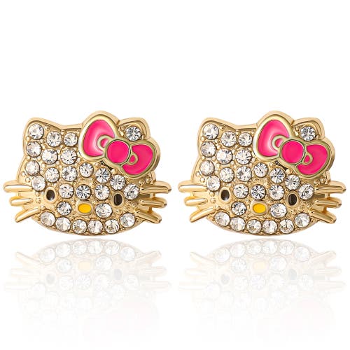 Hello Kitty Pave Crystal Stud Earring In Gold