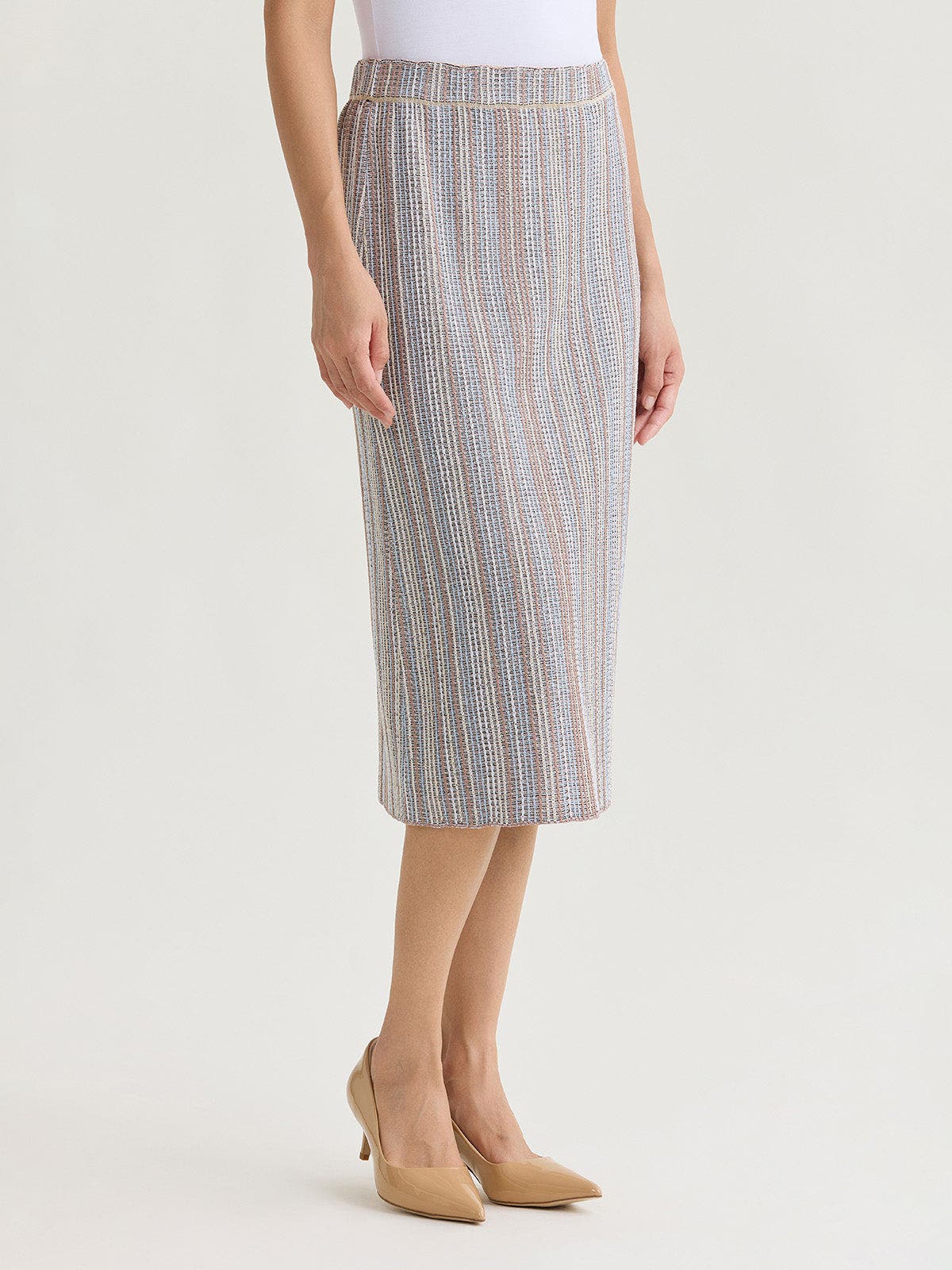 Multi-Color Straight Knit Midi Skirt - image 2