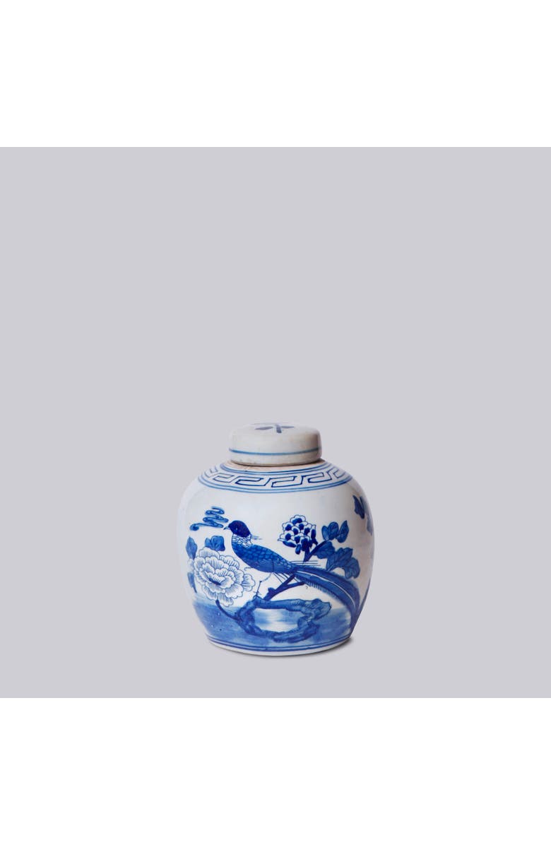 Cobalt Guild Porcelain Pheasant Lidded Round Storage Jar, Main, color, Blue + White