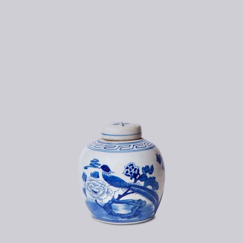 Cobalt Guild Porcelain Pheasant Lidded Round Storage Jar