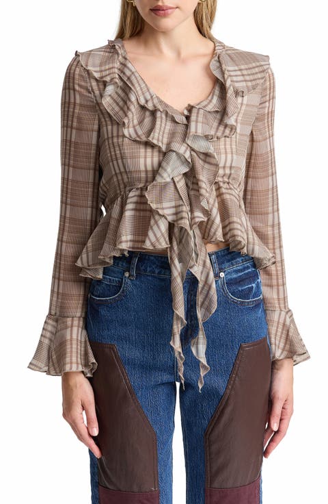 Plaid Ruffle Blouse