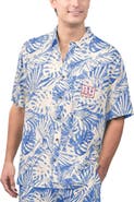 Margaritaville Men's Margaritaville Tan New York Giants Sand Washed Monstera Print Party Button-Up Shirt