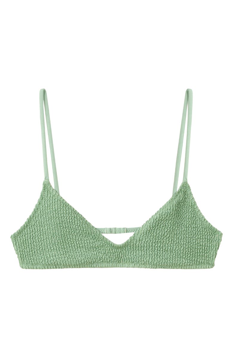 MANGO Textured Triangle Bikini Top, Main, color, Pastel Green