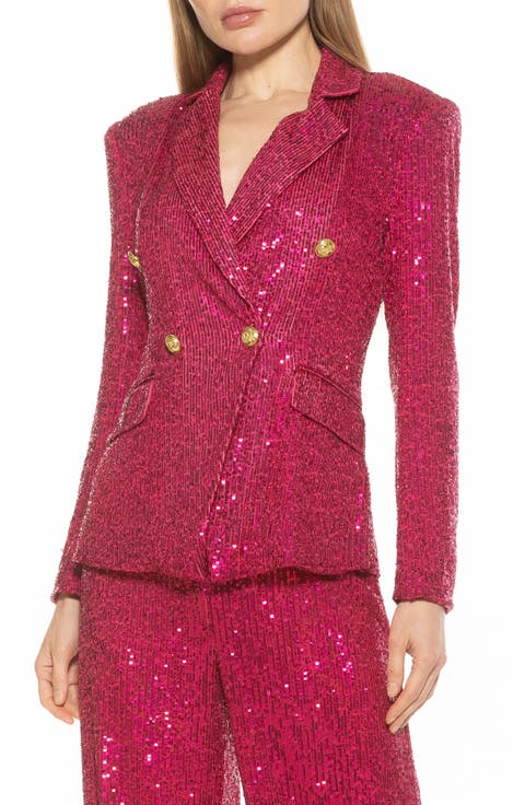 Abbi Longline Double Breasted Sequin Blazer