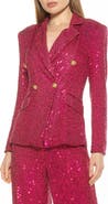 Alexia Admor Abbi Longline Double Breasted Sequin Blazer