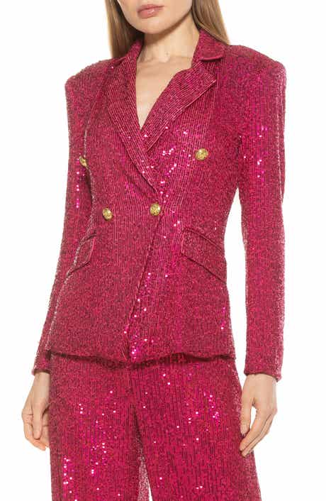 Alexia Admor Abbi Longline Double Breasted Sequin Blazer