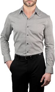 KARL LAGERFELD Trim Fit Kameo Print Cotton Dress Shirt