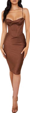 HOUSE OF CB Myrna Satin Corset Dress