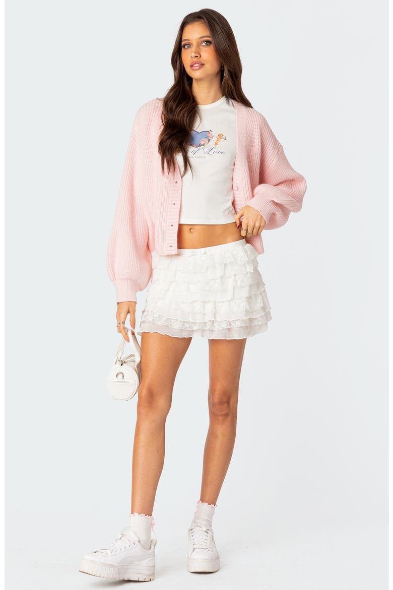 Adeena Tiered Ruffle Miniskirt, Alternate, color, CREAM