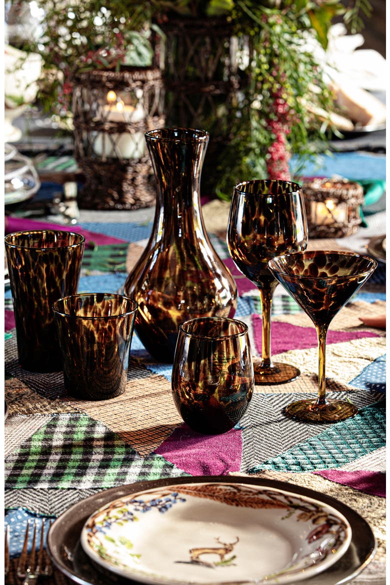 Puro Tortoiseshell Pattern Wine Glass, Alternate, color, BROWN