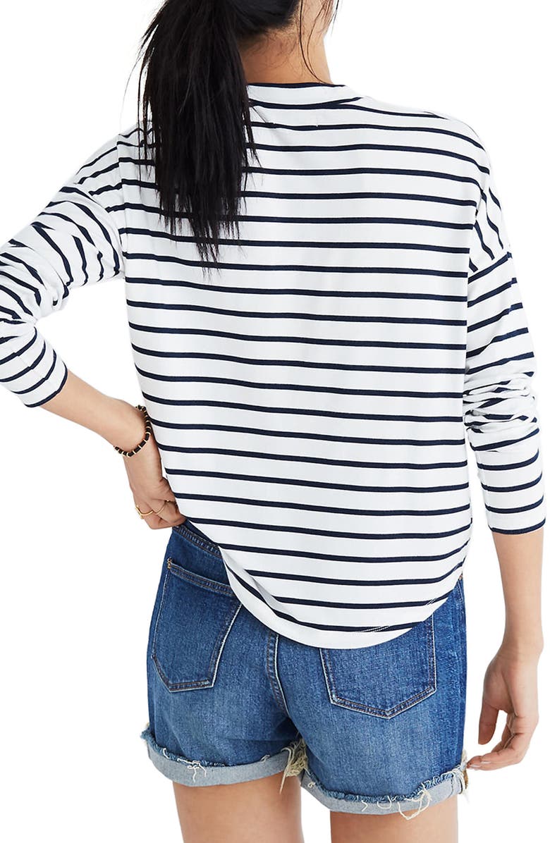 Madewell Stripe Long Sleeve Mock Neck Top, Alternate, color,