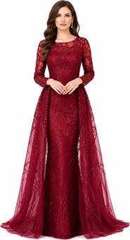 LARA New York Beaded Faux-Wrap V-Neck Bridal Gown