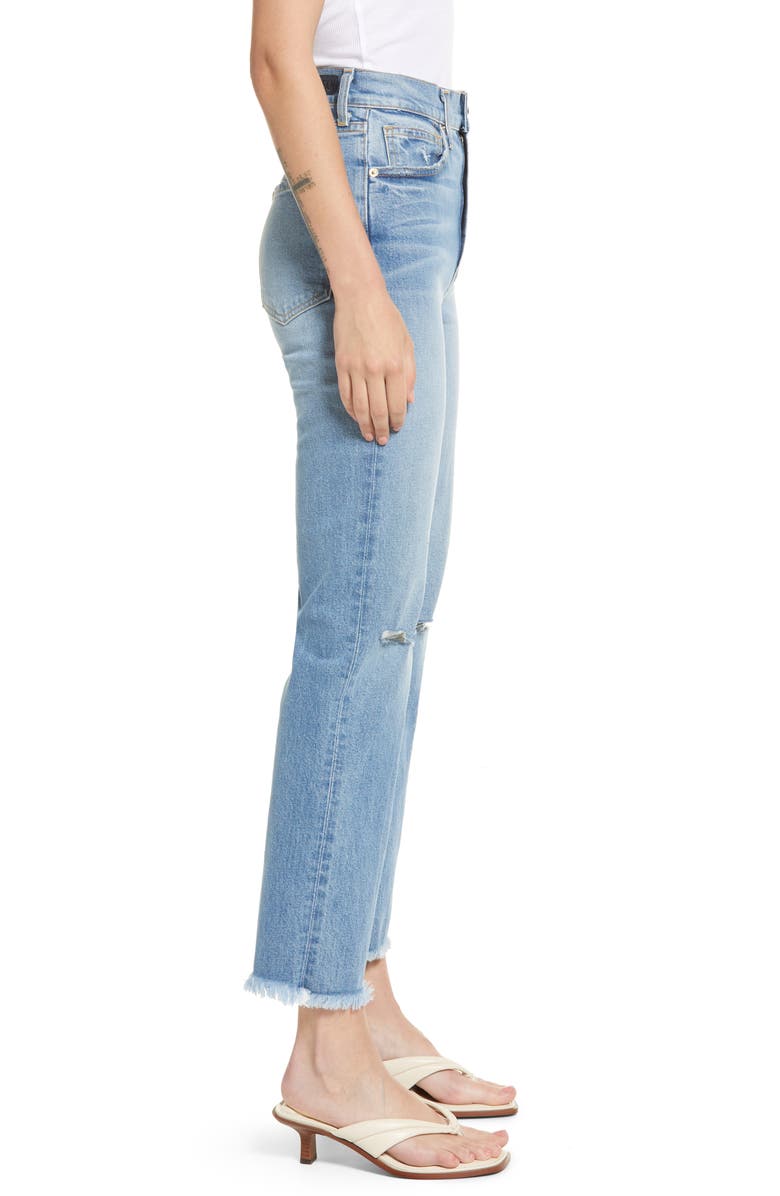 Le Jean Sabine Ripped High Waist Straight Leg Jeans, Alternate, color,
