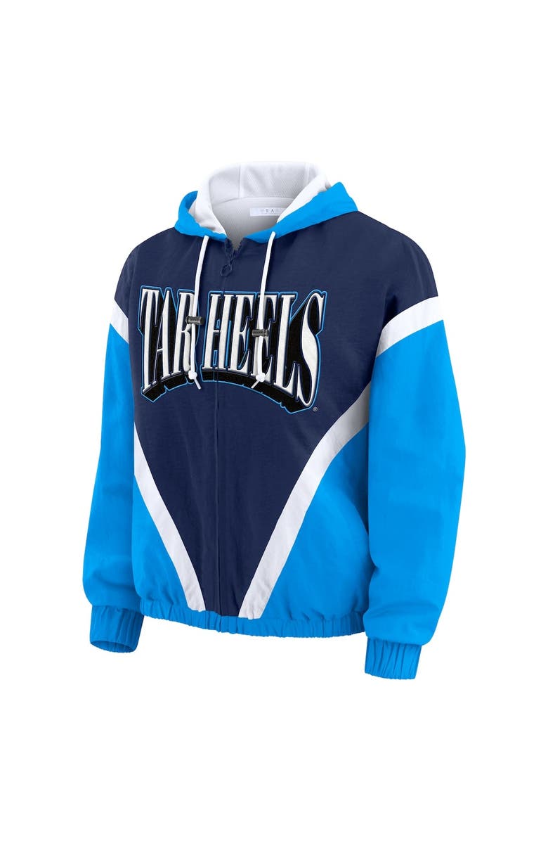 WEAR by Erin Andrews Women's WEAR by Erin Andrews Blue/Navy North Carolina Tar Heels Colorblock Full-Zip Hoodie Windbreaker Jacket, Alternate, color, Blue