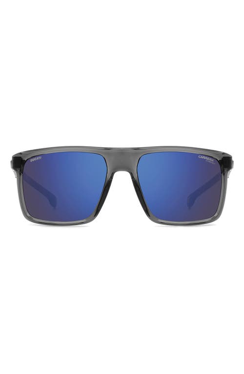 Carrera Eyewear X Ducati 57mm Rectangular Sunglasses In Grey/blue Sky Sp