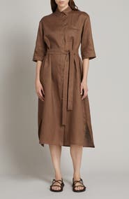 MM by Max Mara Tabella Belted Linen Shirtdress