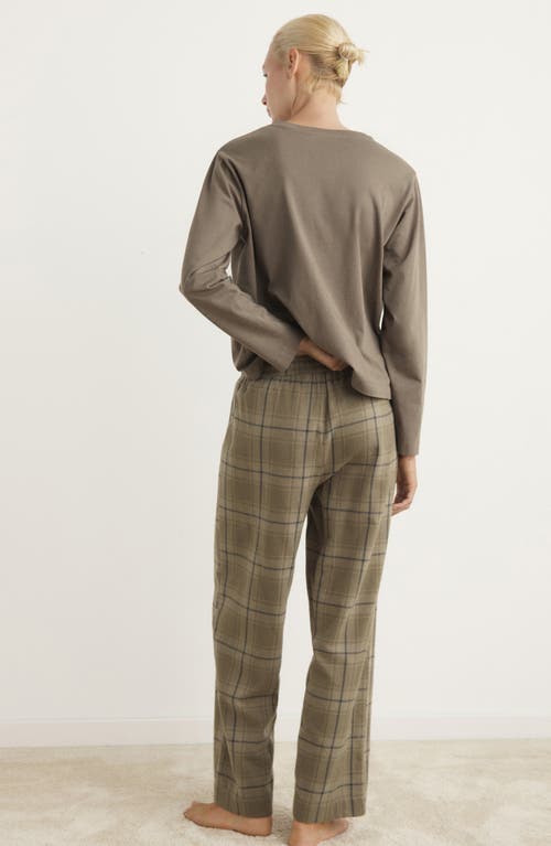 Mango Check Cotton Flannel Pajamas In Green