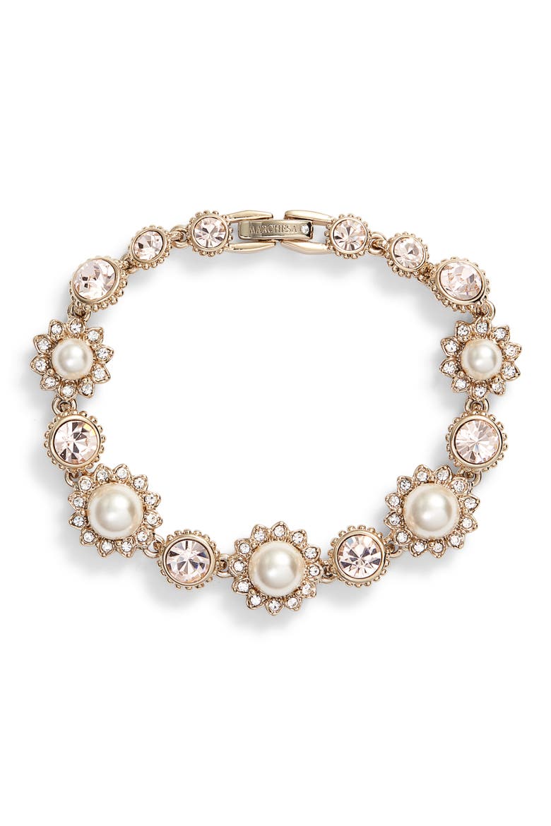 Imitation Pearl Line Bracelet, Main, color, CREAM/ SILK/ GOLD