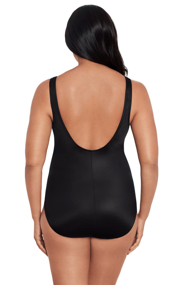 Trimshaper Jean Ruching One-Piece Control Swimsuit, Alternate, color, Cosmic Dots