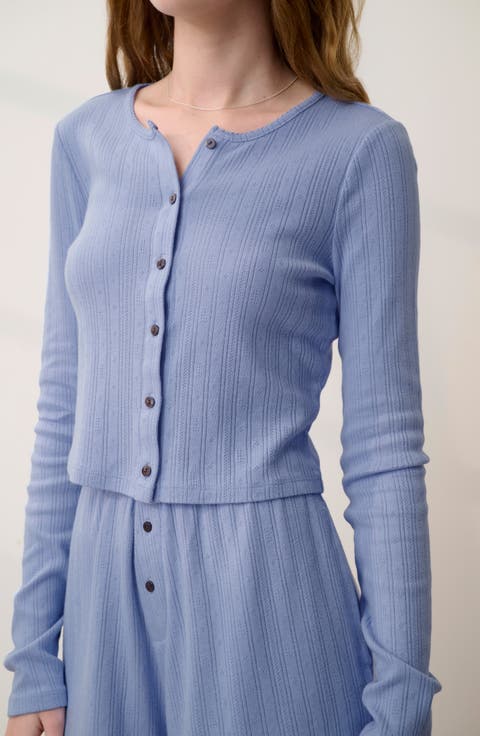 Short Sleeve Pointelle Cardigan