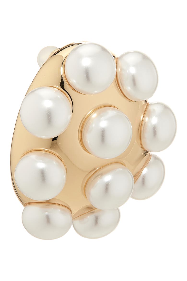 Faux Pearl Studded Stud Earrings, Alternate, color, PEARL/ GOLD