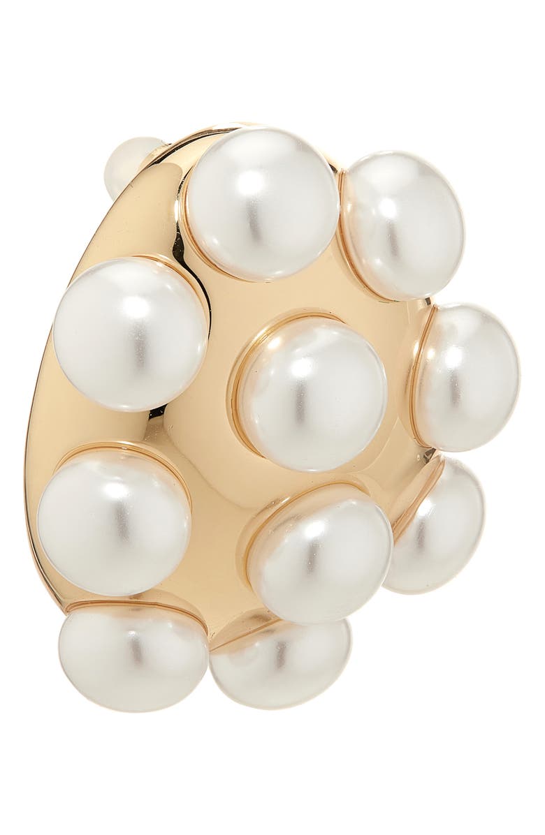 Carolina Herrera Faux Pearl Studded Stud Earrings, Alternate, color, Pearl/ Gold