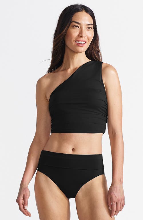 Lands' End D-cup Ruched One Shoulder Tankini Top In Black