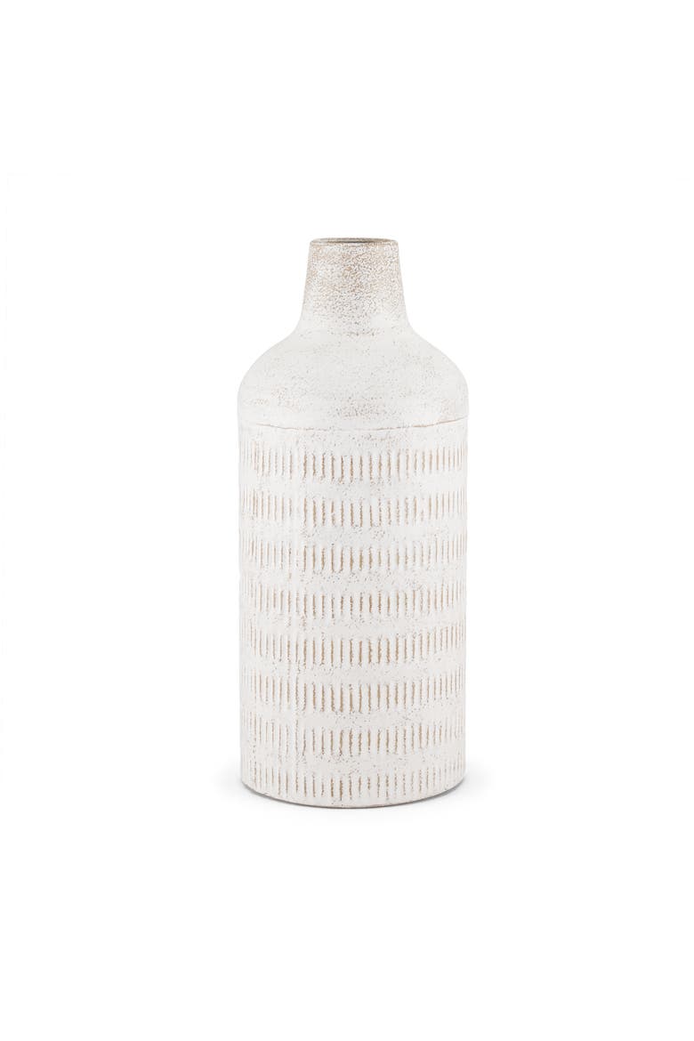 Tisha Terracotta Distressing Metal Vase, Main, color, White