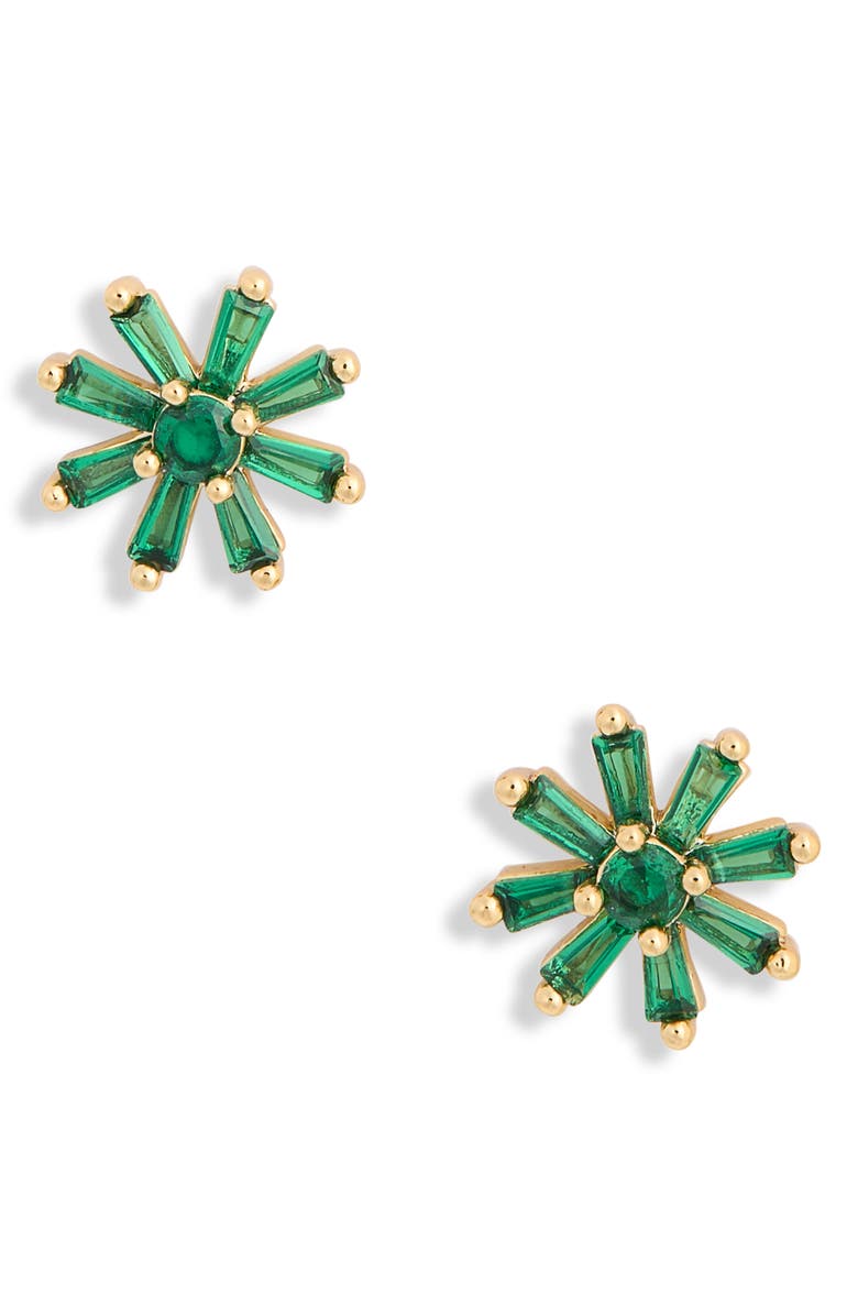 Kate Spade New York mini flower stud earrings, Alternate, color, Emerald/ Gold