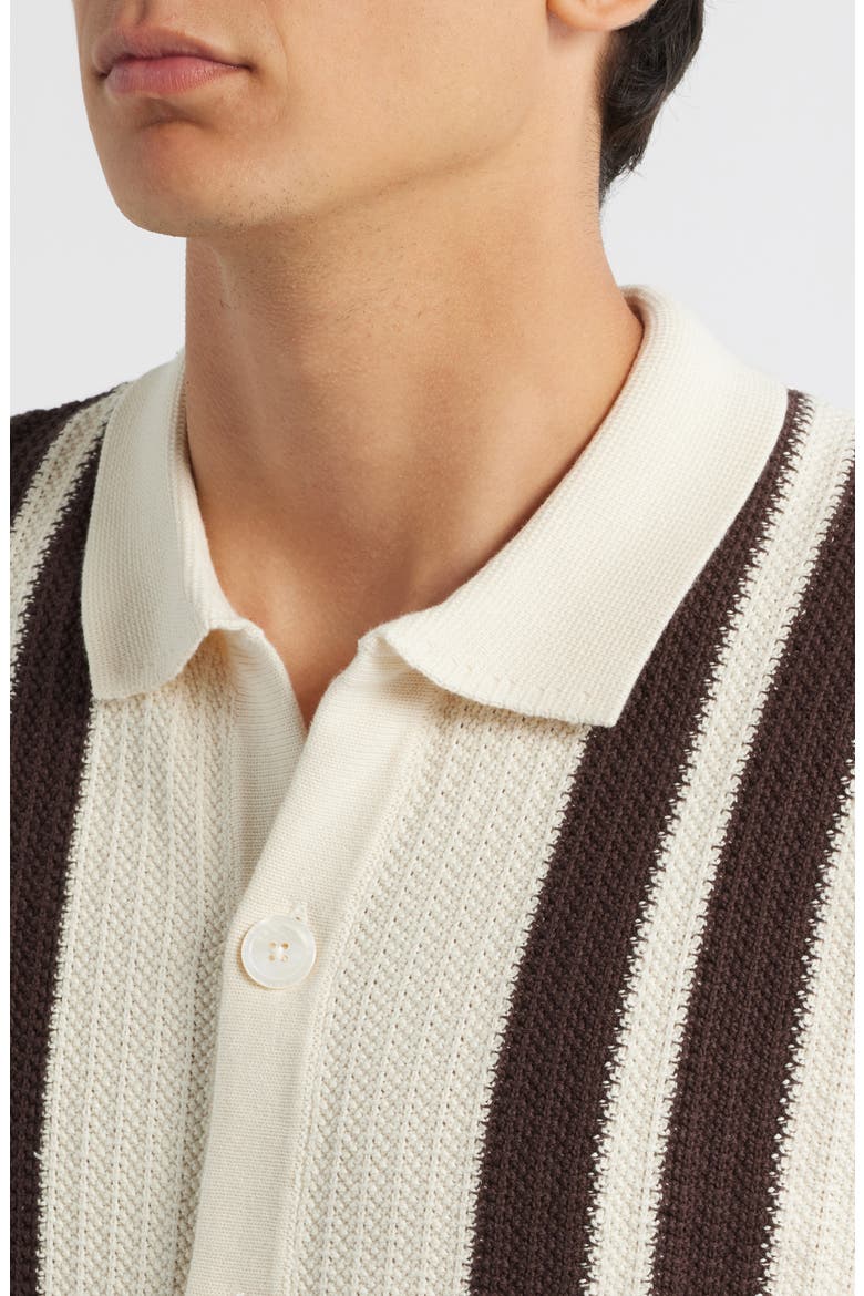 Ares 6636 Short Sleeve Knit Cotton Button-Up Shirt, Alternate, color, IVORY