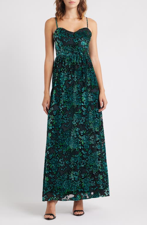 Lulus Minka Floral Velvet Burnout Gown In Gray