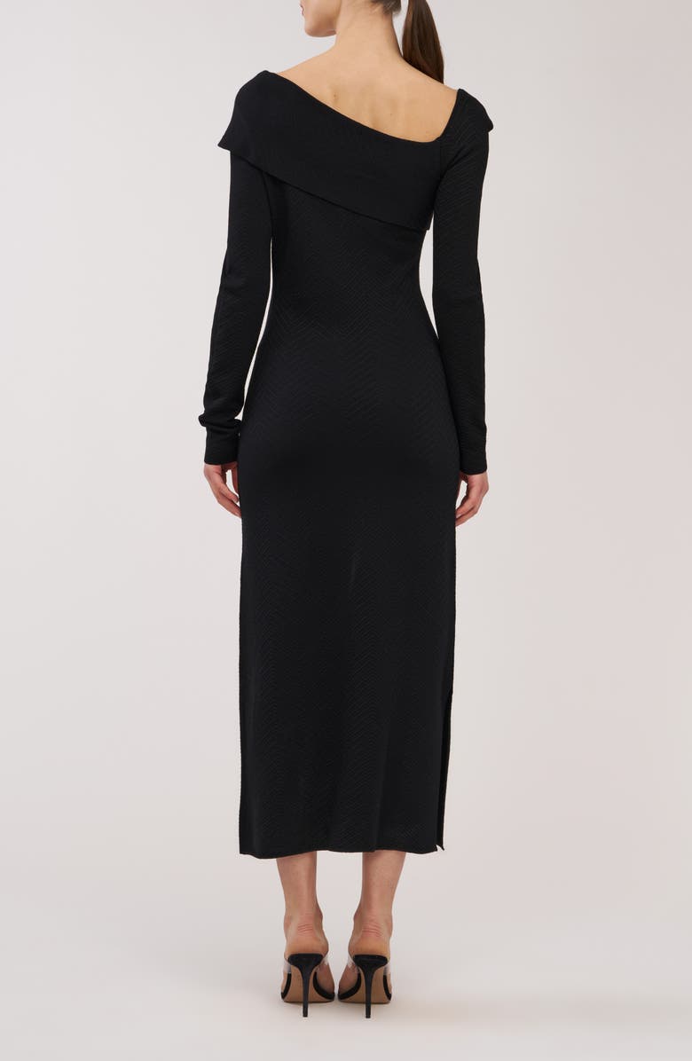 Kay Unger Imani Beaded Long Sleeve Midi Dress, Alternate, color, Black