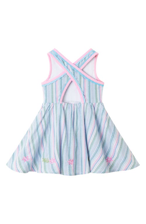 Andy & Evan Kids' Embroidered Flower Stripe Dress In Multi
