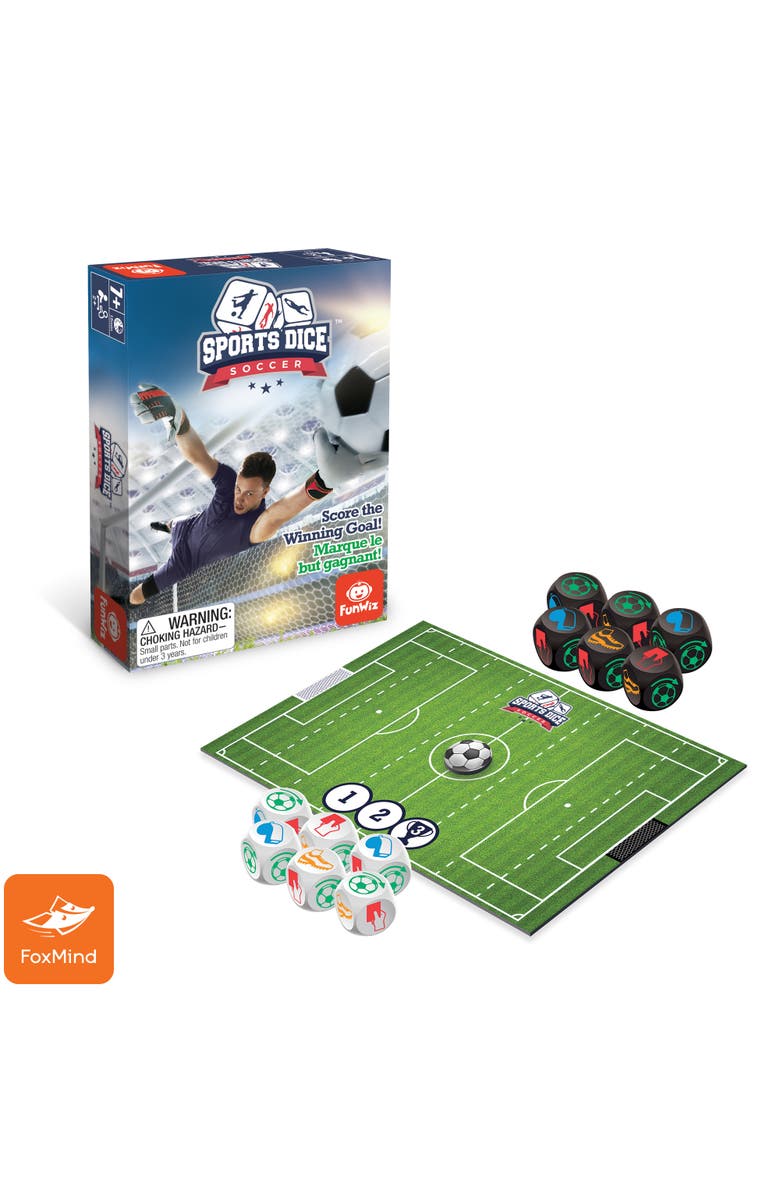FoxMind Sports Dice Soccer Dice Board Game, 2 or 4 Players, Alternate, color, Multicolored