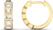 Everlee East West Emerald Bezel Lab Diamond Huggie in 14K Gold