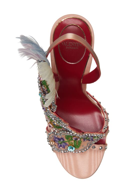 Valentino Crystal Leaves Sandal In Multi