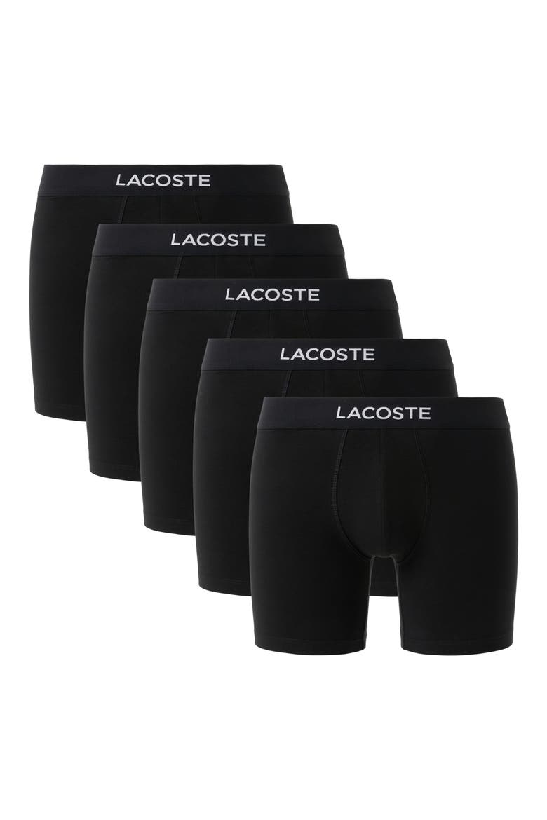 Core Essentials Assorted 5-Pack Stretch Cotton Boxer Briefs, Alternate, color, BLACK