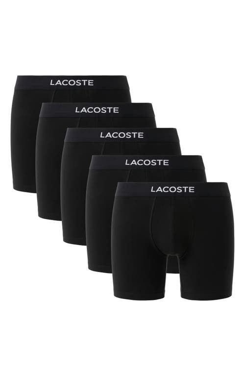 Lacoste Core Essentials Assorted 5-pack Stretch Cotton Boxer Briefs In Black