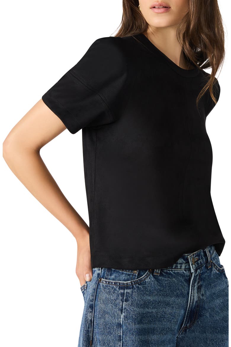 Faux Suede T-Shirt, Alternate, color, BLACK