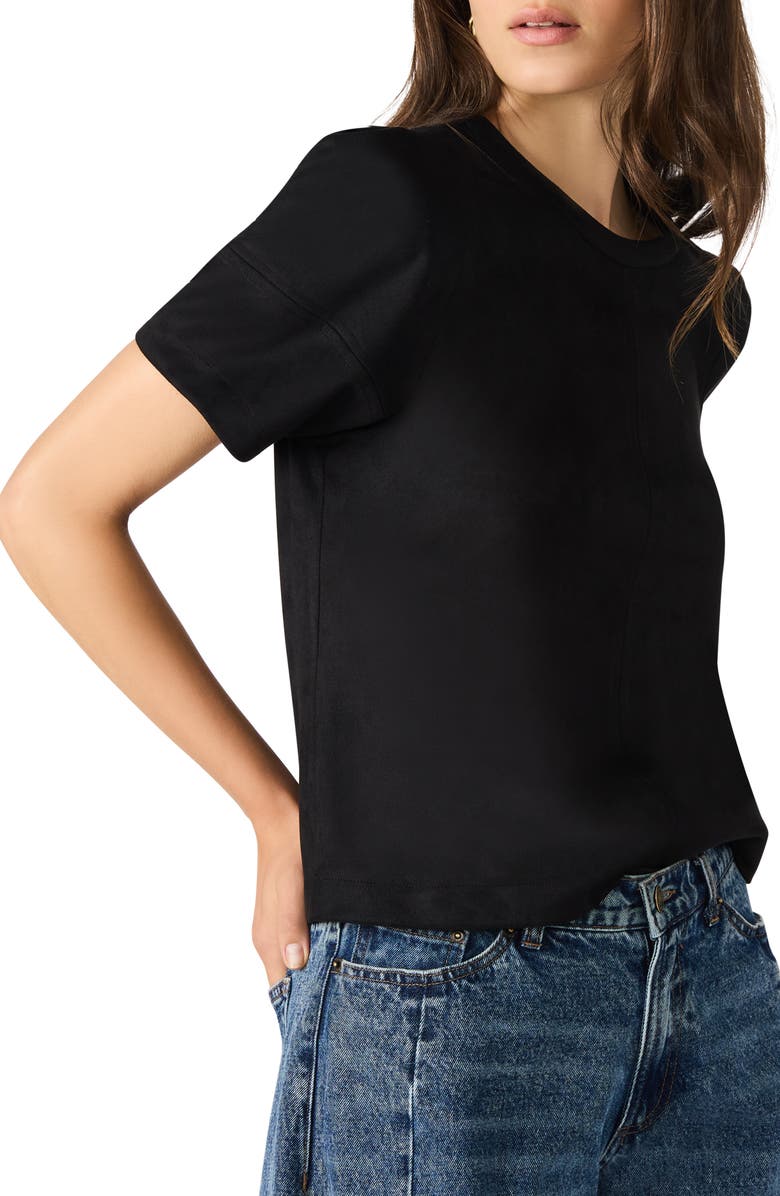 Steve Madden Faux Suede T-Shirt, Alternate, color, Black