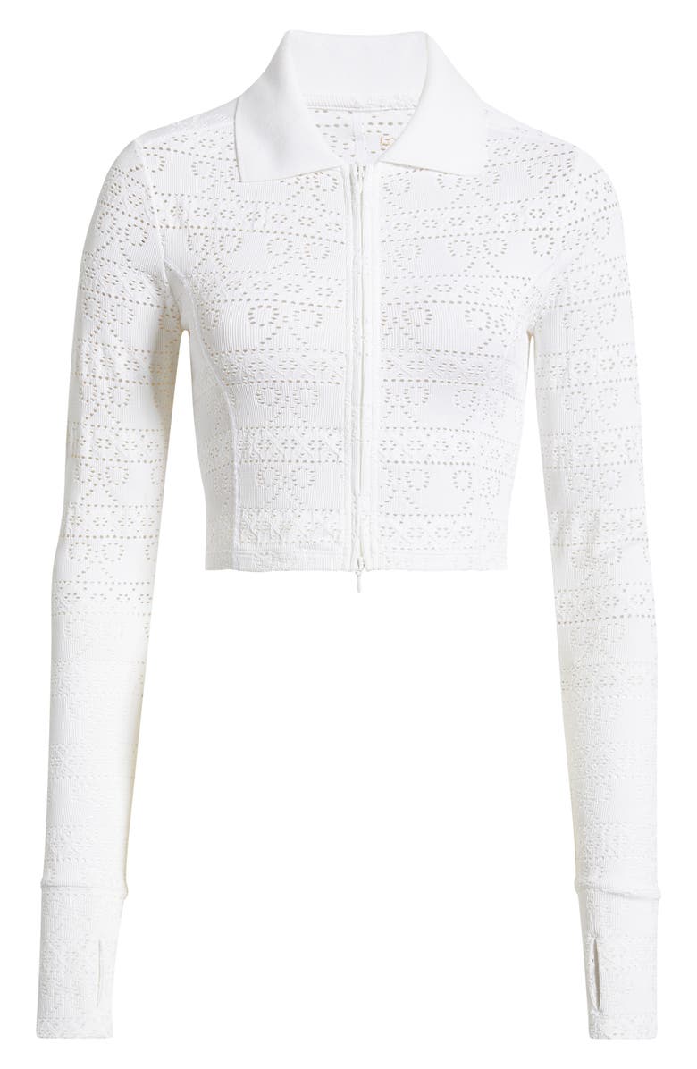 LoveShackFancy Tinker Pointelle Knit Jacket, Alternate, color, True White